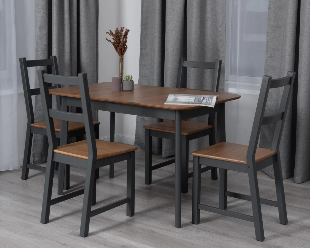 Стул Соната / Sonata chair - массив сосны, 41х50х95 см, антик /графит