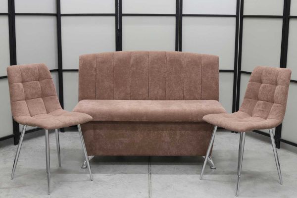 Диван, 2 стула хром (серия Альт мокка) Диван, 2 стула хром (серия Альт мокка) - Кухонные наборыССС