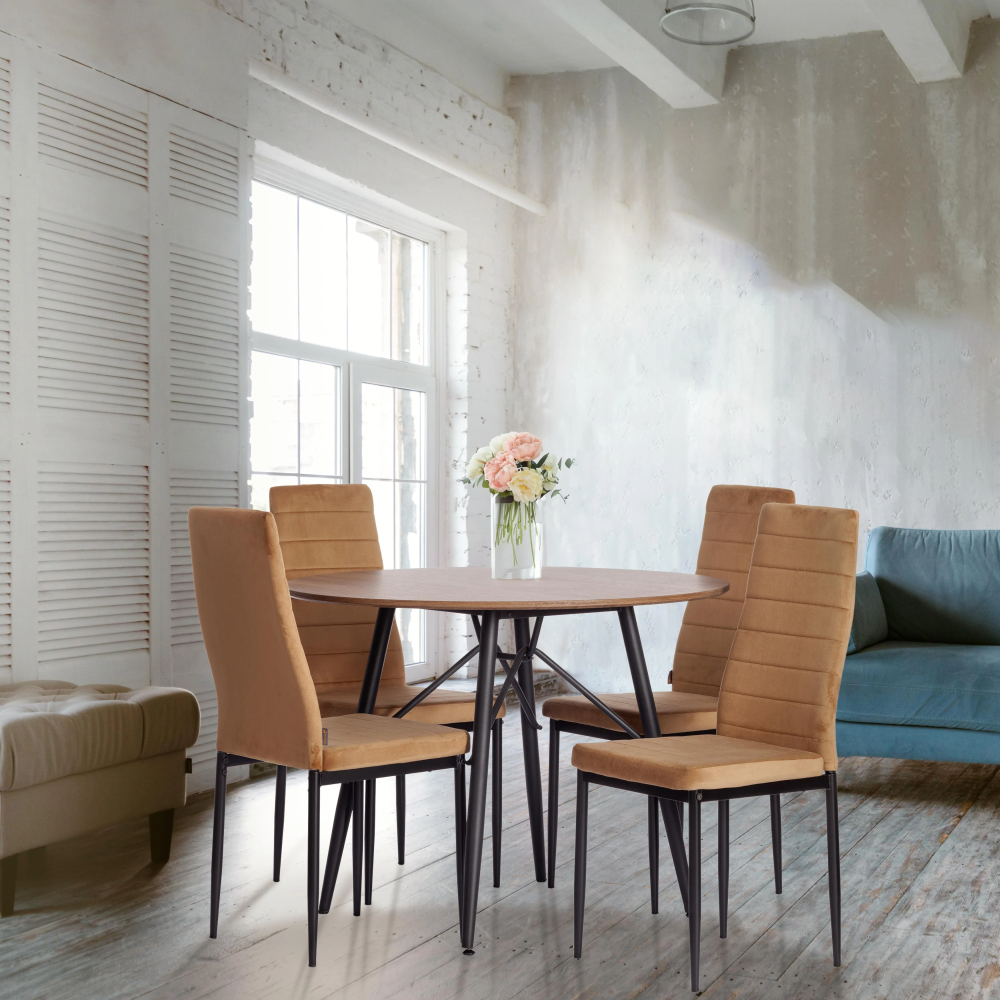 Стул Easy (mod. JSC02-1) - металл, флок, 41 х 52 х 96 см, brown (золотисто - коричневый) HLR12 / черный