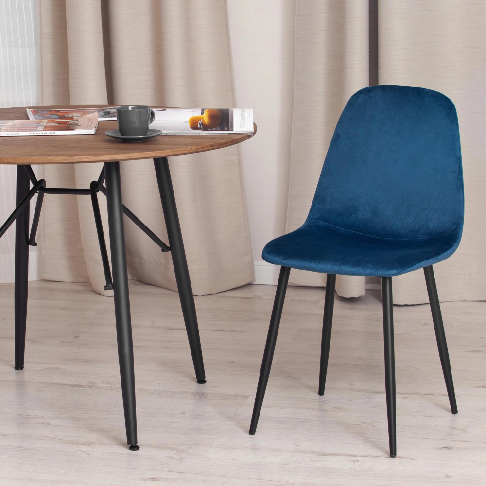 Стул BREEZE (mod. 4724) - Велюр/металл , 44 х 53 х 87 см, Blue (синий) HLR63 / черный