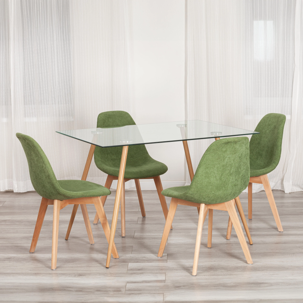 Стол SOPHIA (mod. 5003) - металл/стекло (8мм), бук/прозрачный, 110 х 80 х 75 см