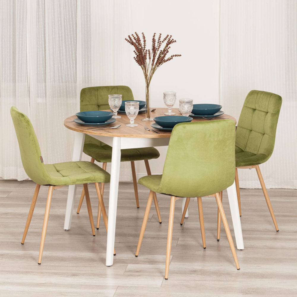 Стул CHILLY (mod. JSC-220) - Велюр/металл , 44,5х52,5х88 см, Green (зеленый) HLR54 / натуральный