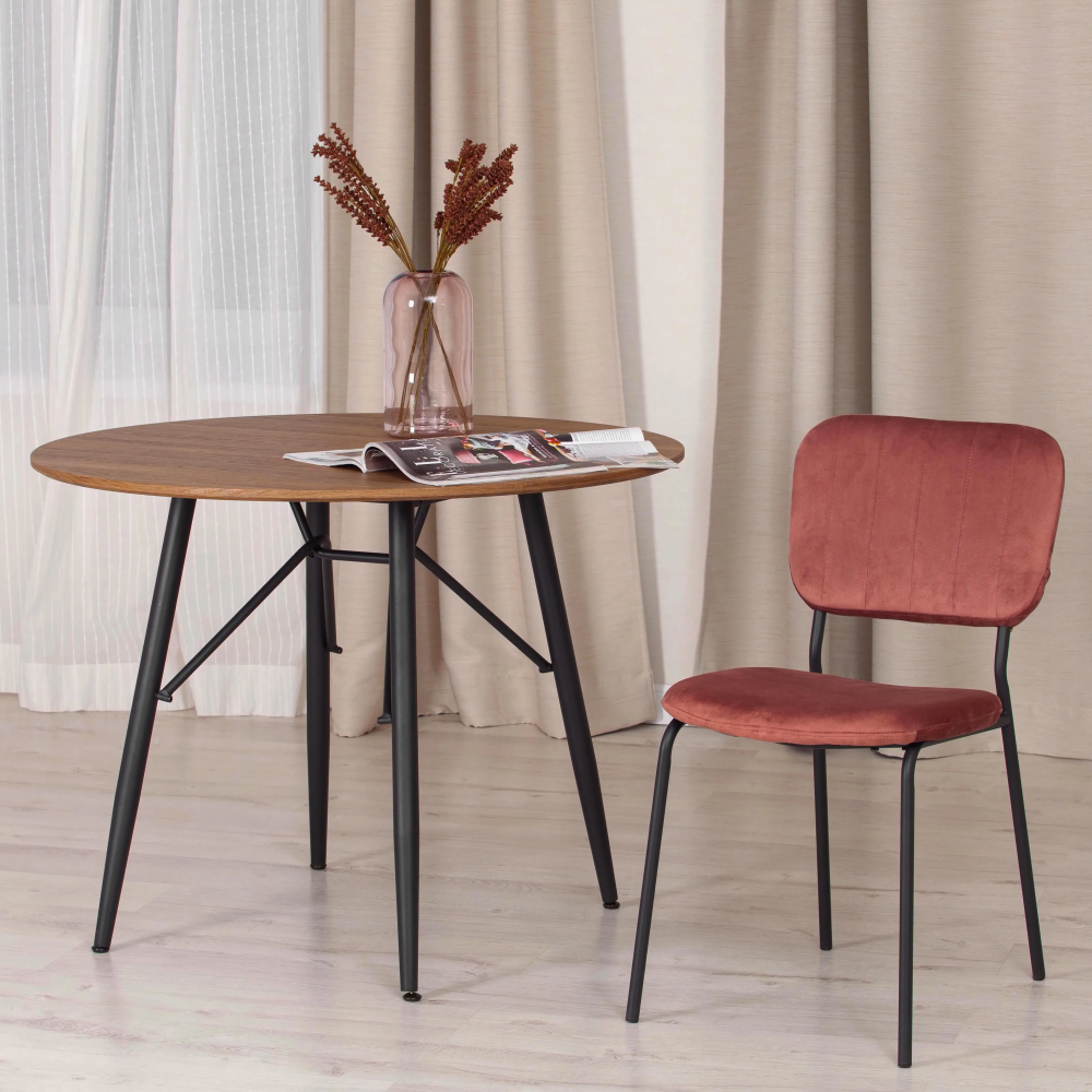 Стул CAROL (mod. UC06) / 1 шт. в упаковке - металл, вельвет, 45 х 56 х 82 см, Coral (коралловый) HLR44 / черный