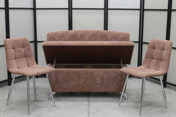 Диван, 2 стула хром (серия Альт мокка) Диван, 2 стула хром (серия Альт мокка) - Кухонные наборыССС