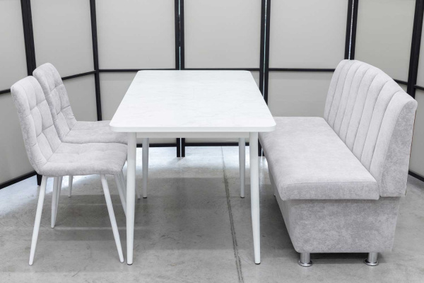 Диван, стол, 2 стула (серия Альт светло-серый) Диван, стол, 2 стула (серия Альт светло-серый) - Кухонные наборыССС