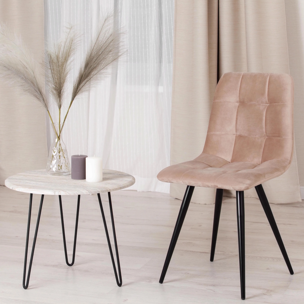 Стул CHILLY (mod. 7095-1) - ткань/металл, 45x53х88 см, высота до сиденья 50 см, бежевый barkhat 5/черный