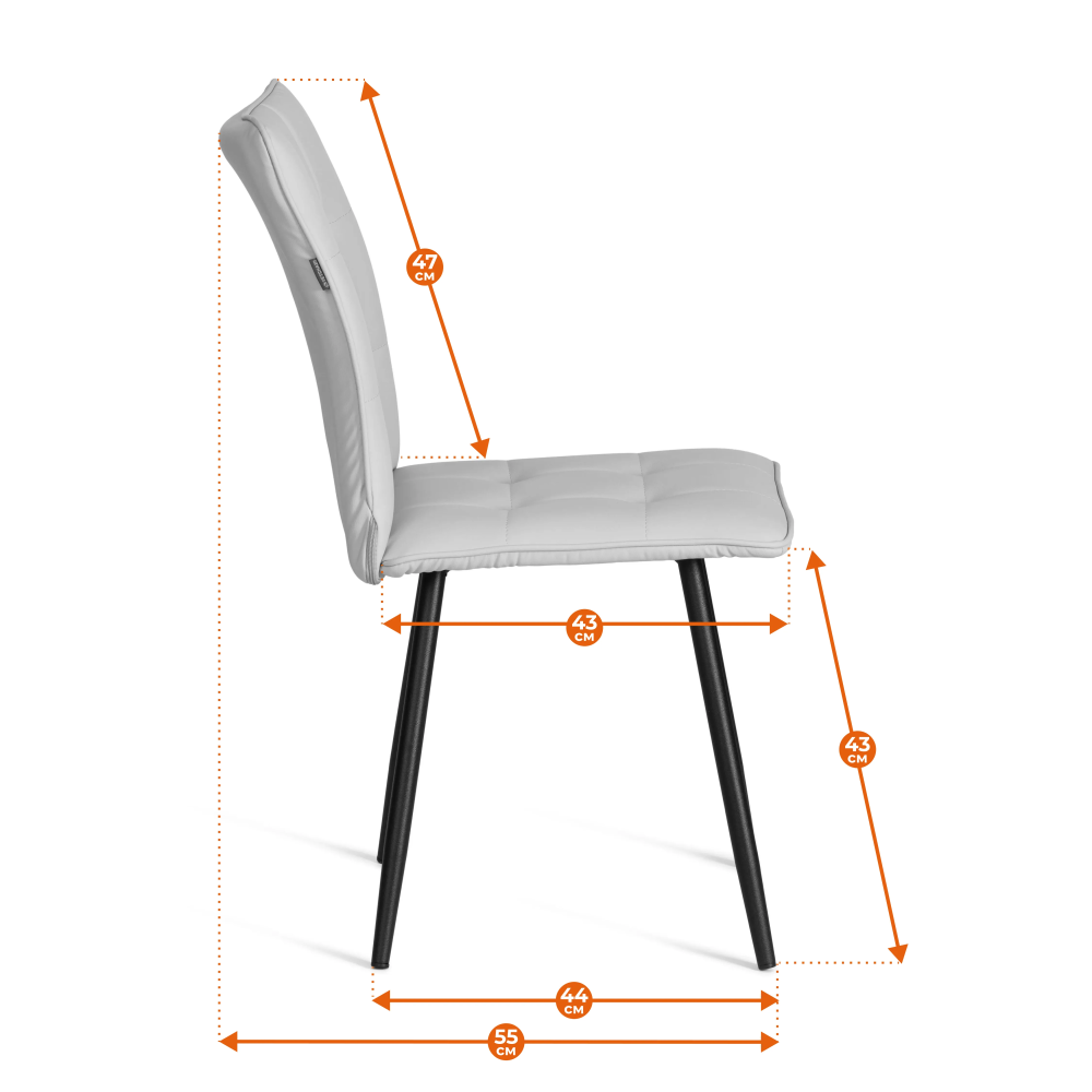 Стул обеденный La Rousse - флок , серый/черный, 29, 49х50х93