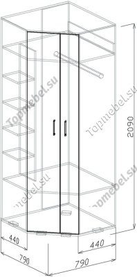Шкаф угловой Лидер (Модуль 9) - Угловой шкаф в прихожую