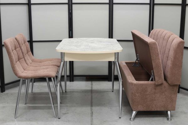 Обеденная группа Альт (диван Альт мокка, стол Милт и стулья Тетра) Обеденная группа Альт (диван Альт мокка, стол Милт и стулья Тетра) - Кухонные наборыССС