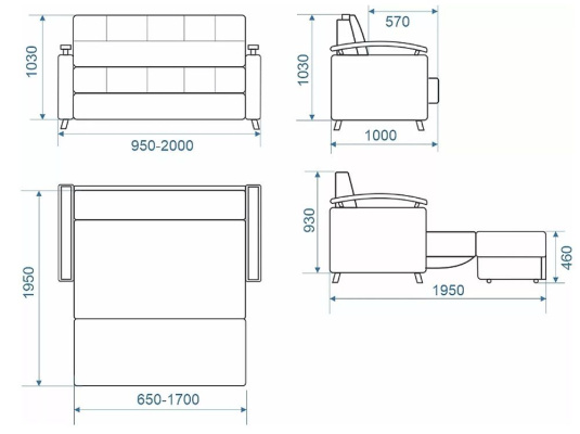 Диван-кровать Парус 09 серый. Детальная фотография