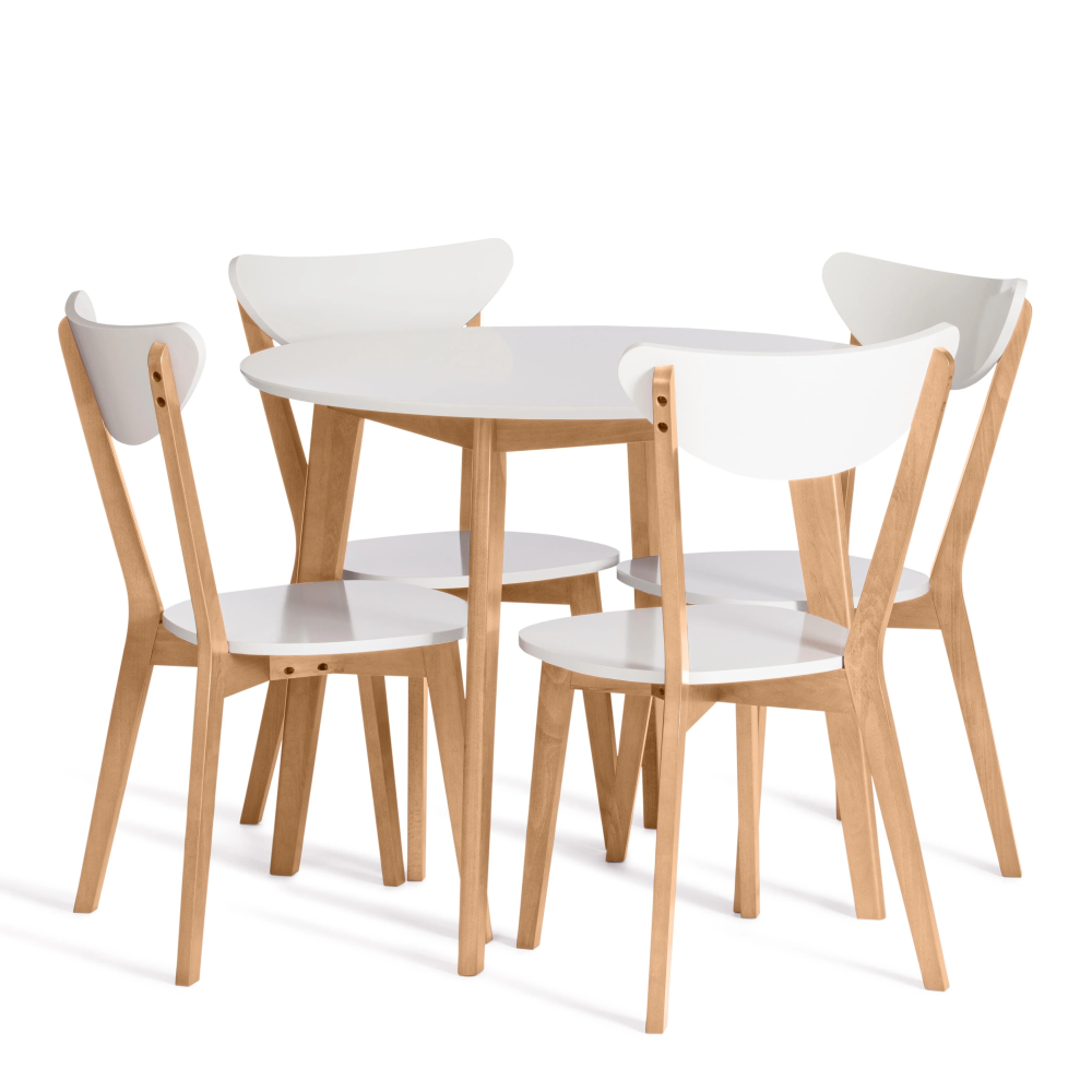 Стул жесткое сиденье MAXI (Макси) - каркас бук, сиденье, спинка - мдф, 86 х 48.5 х 54.5 см, Белый+Натуральный ( Бук)