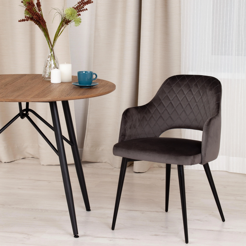 Кресло VALKYRIA (mod. 711) - ткань/металл, 55х55х80 см, высота до сиденья 48 см, темно-серый barkhat 14/черный