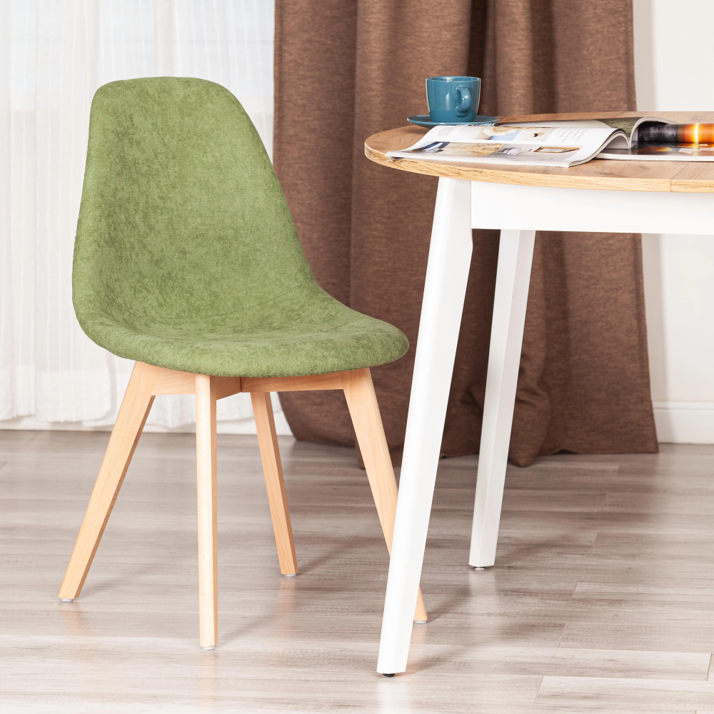 Стул CINDY SOFT (mod. C1021F1-1) - фактурный велюр/дерево бук, 55 х 48 х 83 см, Зеленый LY1701-7 / натуральный