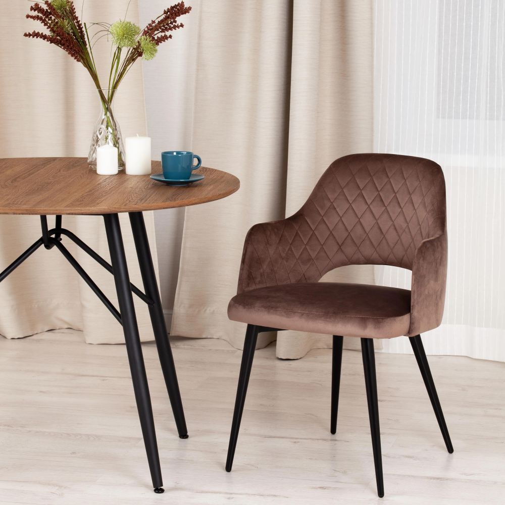 Кресло VALKYRIA (mod. 711) - ткань/металл, 55х55х80 см, высота до сиденья 48 см, коричневый barkhat 12/черный