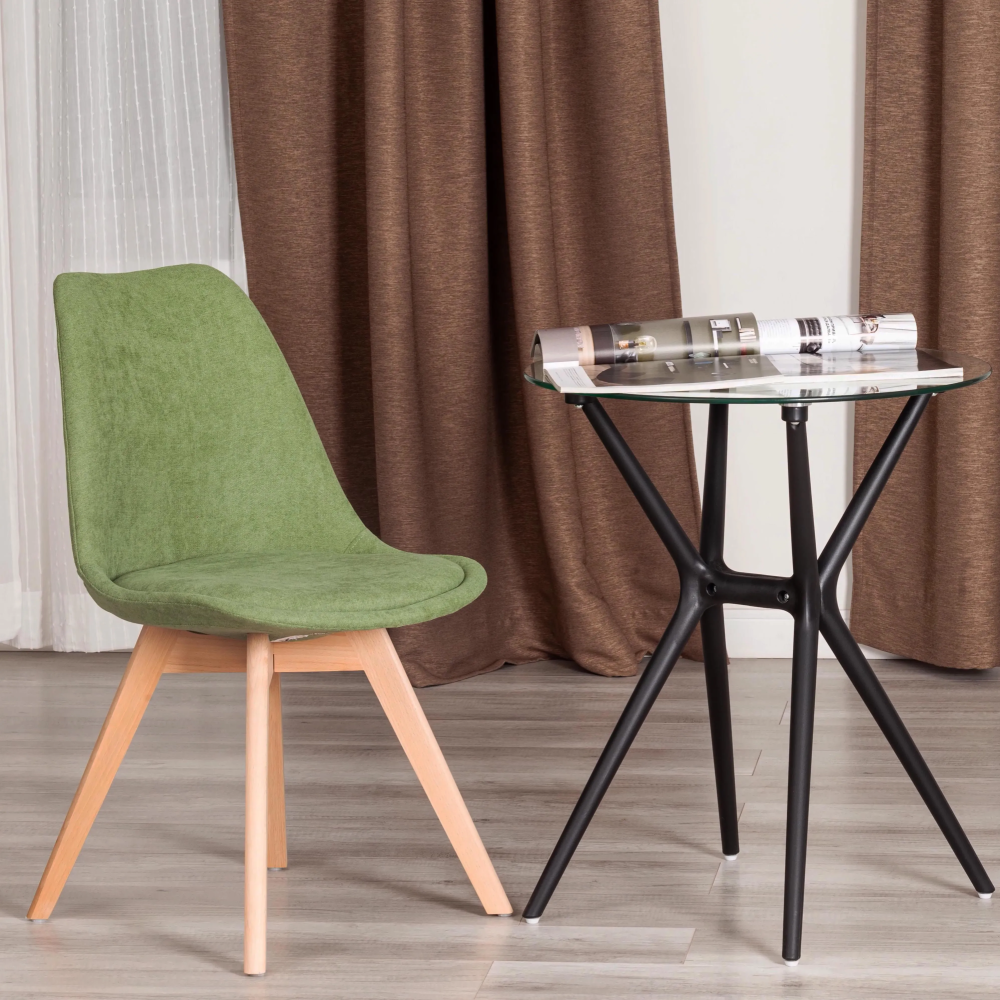 Стул TULIP SOFT (mod. 053V) - дерево/пластик/ткань, 49,5 x 54,5 x 84 см, Зеленый (Green) LY1701-7