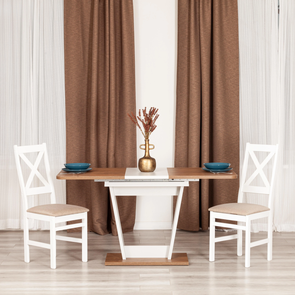 Стол обеденный FOX раздвижной - ЛДСП, 68.6x110-145x75 см, Дуб Канзас/Пепел