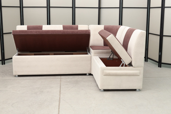 Кухонный угловой диван Толедо (флок) с переменным углом и ящиками - Кухонные диваны