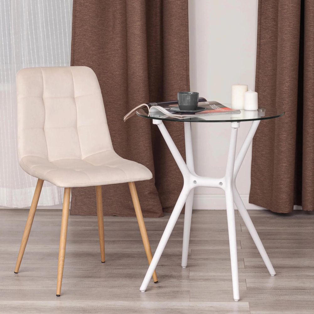 Стул CHILLY (mod. 7094-1) - вельвет/металл, 44,5х52,5х86 см, beige (бежевый) HLR2 / натуральный