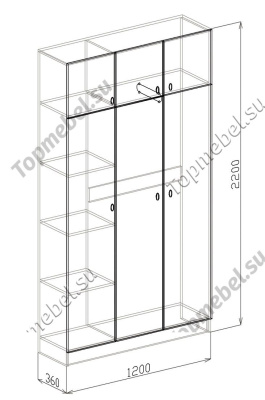 Шкаф 3х Вега (Модуль 4) - Недорогие шкафы в прихожую