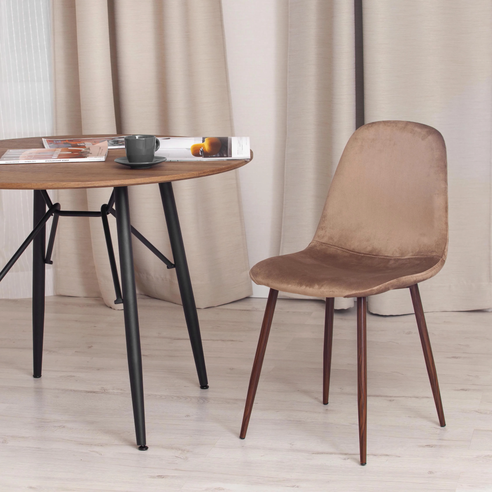 Стул BREEZE (mod. 4724) - Велюр/металл , 44 х 53 х 87 см, Brown (коричневый) HLR11 / орех