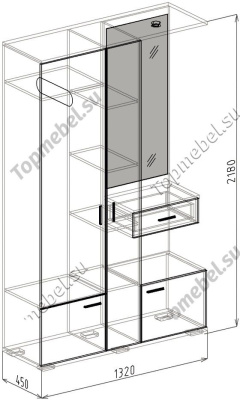 Прихожая Статус (Модуль 14) - Прихожие с зеркалом