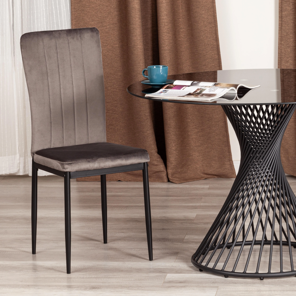 Стул VERTER (mod. 37-1) - металл, флок, 47,8 х 41,5 х 97 см, Dark grey (темно-серый) HLR24 / черный