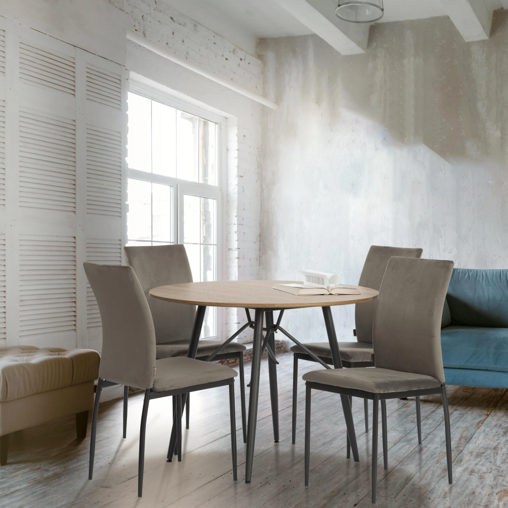 Стул CAPRI (mod. BC565-DC) - металл, флок, 43 х 53 х 92 см, Dark grey (темно-серый) HLR24 / черный