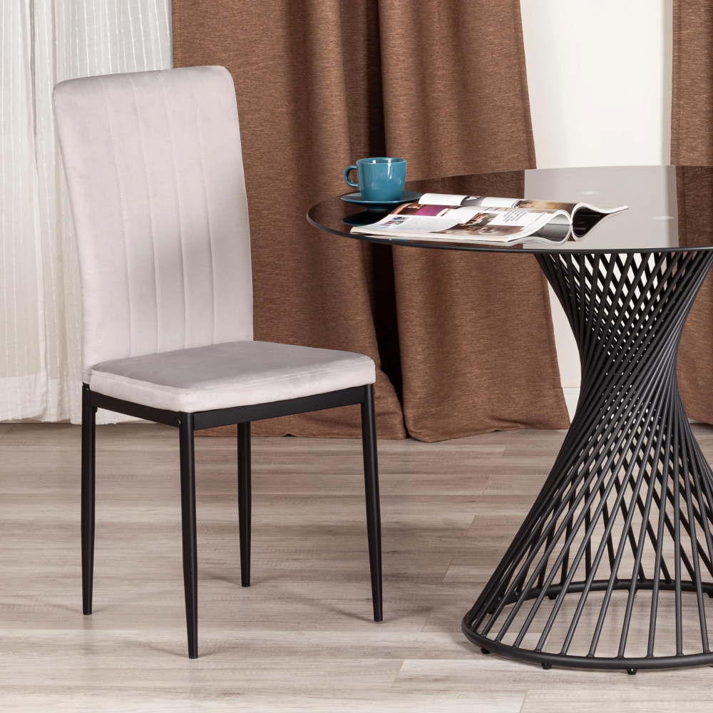 Стул VERTER (mod. 37-1) - металл, флок, 47,8 х 41,5 х 97 см, Light grey (светло-серый) HLR14 / черный