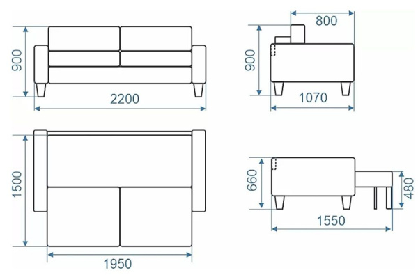 Диван-кровать Аркадия VIP синий. Детальная фотография
