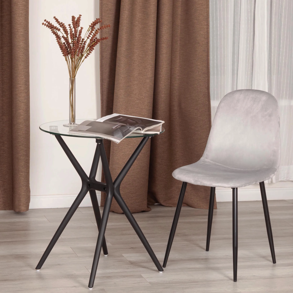 Стул BREEZE (mod. 4724) - Велюр/металл , 44 х 53 х 87 см, Light grey (светло-серый) HLR14 / черный