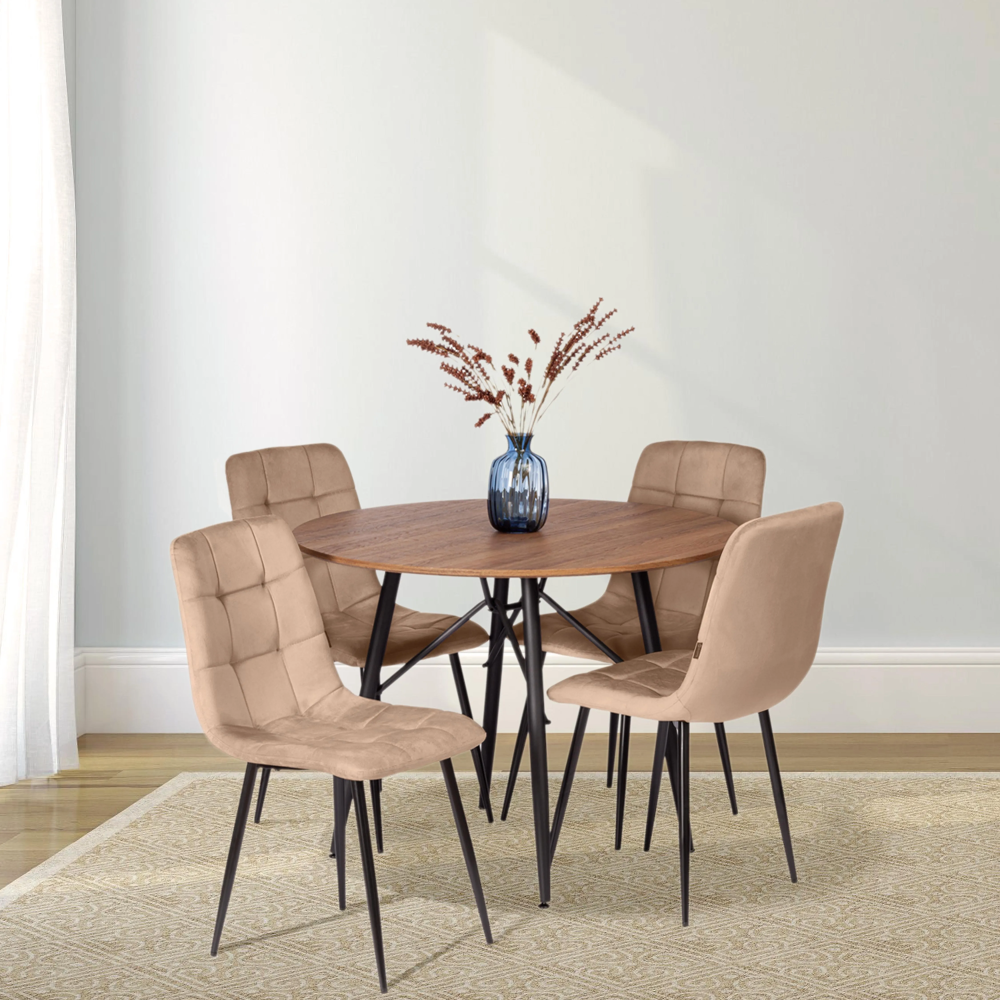 Стул CHILLY (mod. JSC-220) - Велюр/металл , 44,5х52,5х88 см, Beige (бежевый) HLR8 / черный