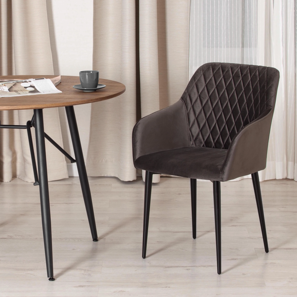 Кресло BREMO (mod. 708) - ткань/металл, 58х55х83 см, высота до сиденья 48 см, темно-серый barkhat 14/черный