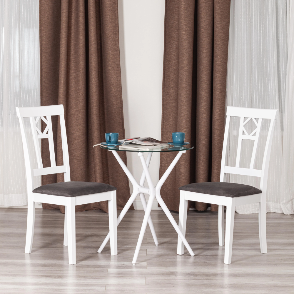 Стул Камилла сиденье мягкое (CAMILLE SOFT) - дерево гевея, МДФ, 44х54х95, pure white (402) , ткань, серый