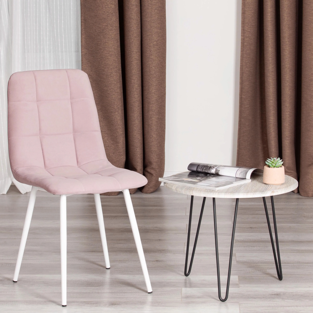 Стул CHILLY MAX  - Велюр/металл , 45 х 54 х 90 см , пыльно-розовый/белый