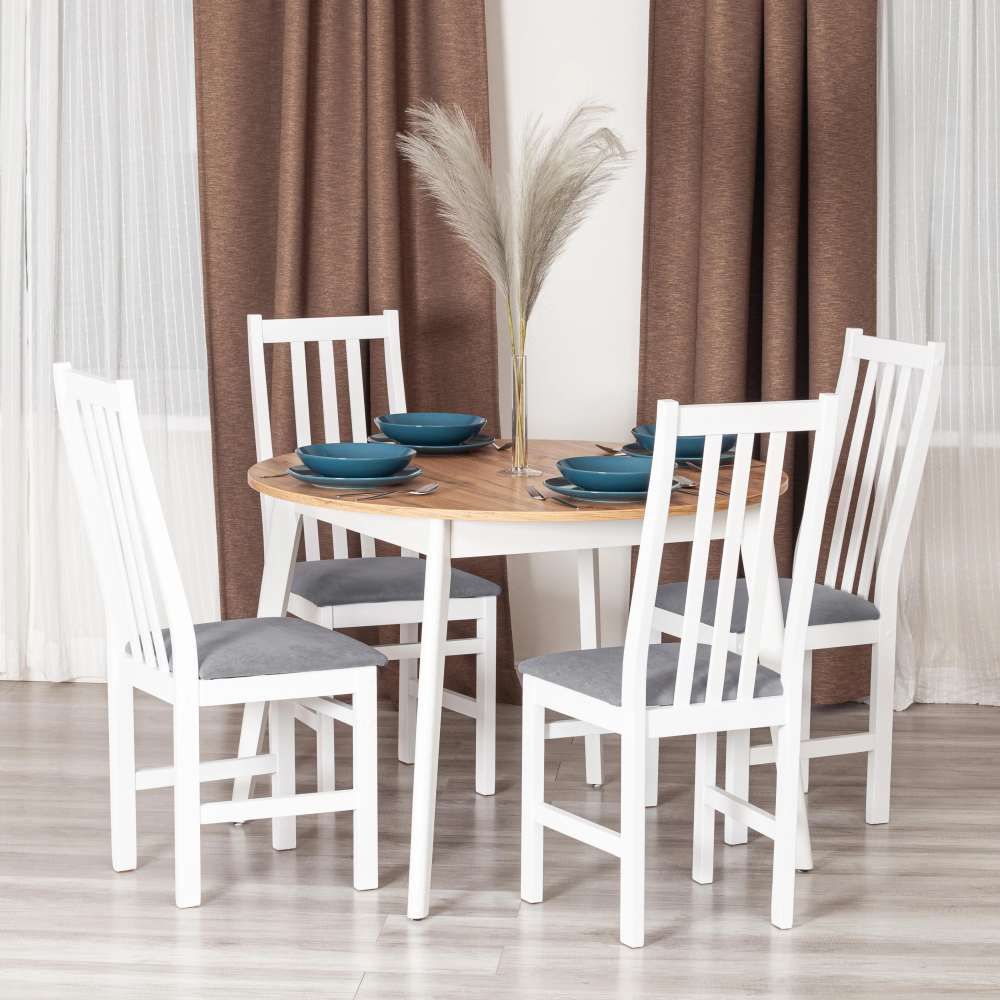 Стул SWEDEN - NEW, Многослойный березовый шпон, 41х40х99 см, white/велюр темно-серый