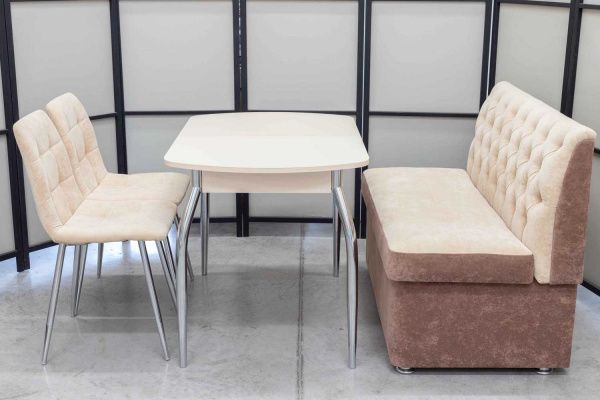 Диван, стол, 2 стула (серия Монро бежевый) Диван, стол, 2 стула (серия Монро бежевый) - Кухонные наборыССС