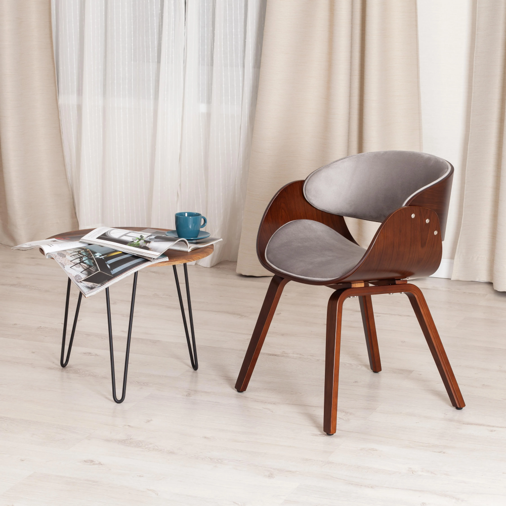 Стул LANDO (mod.8036) - дерево / ткань, 59х53х75 см, орех/серый