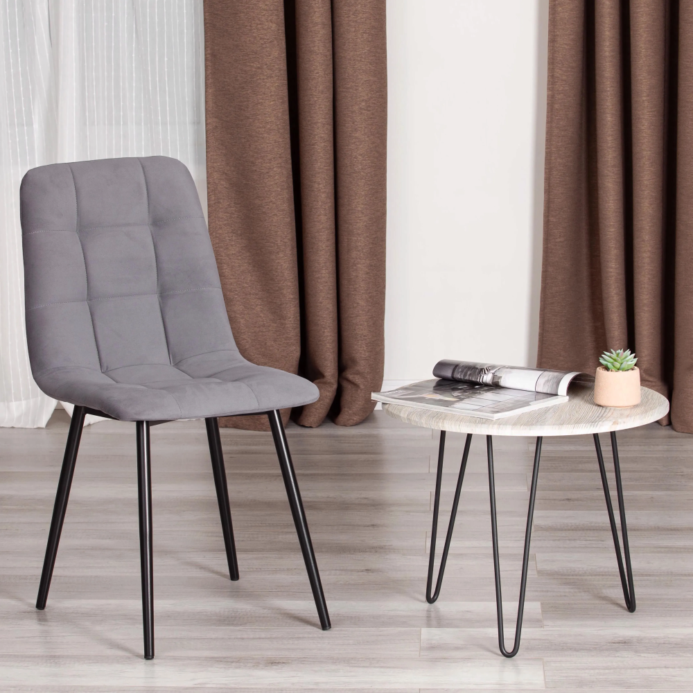 Стул CHILLY MAX  - Велюр/металл , 45 х 54 х 90 см , темно-серый/черный