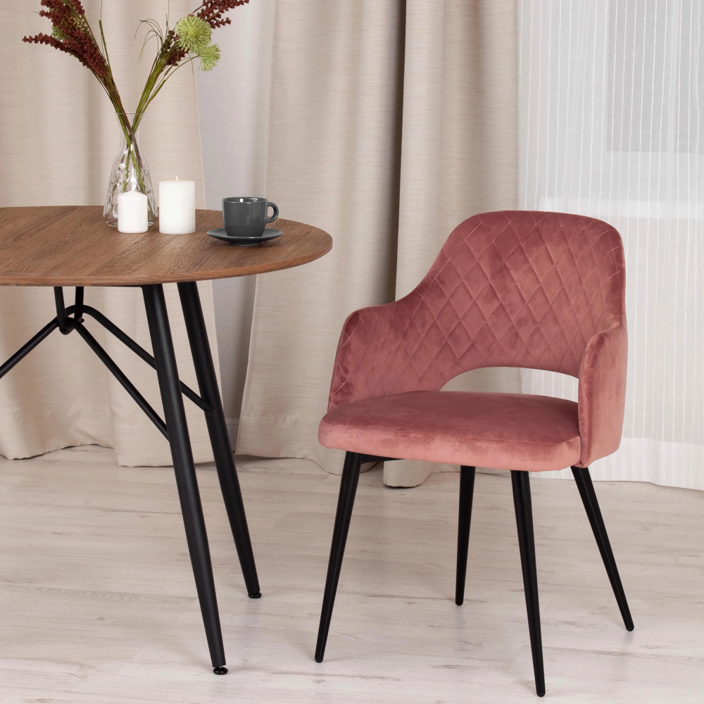 Кресло VALKYRIA (mod. 711) - ткань/металл, 55х55х80 см, высота до сиденья 48 см, коралловый barkhat 15 /черный