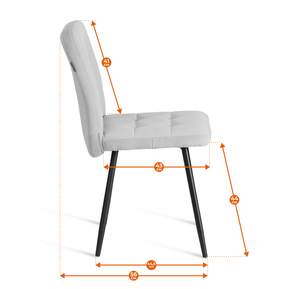 Стул обеденный Medeo  (2 шт. в упаковке) - LT, велюр, бежевый/черный, 7, 45х56х89 см