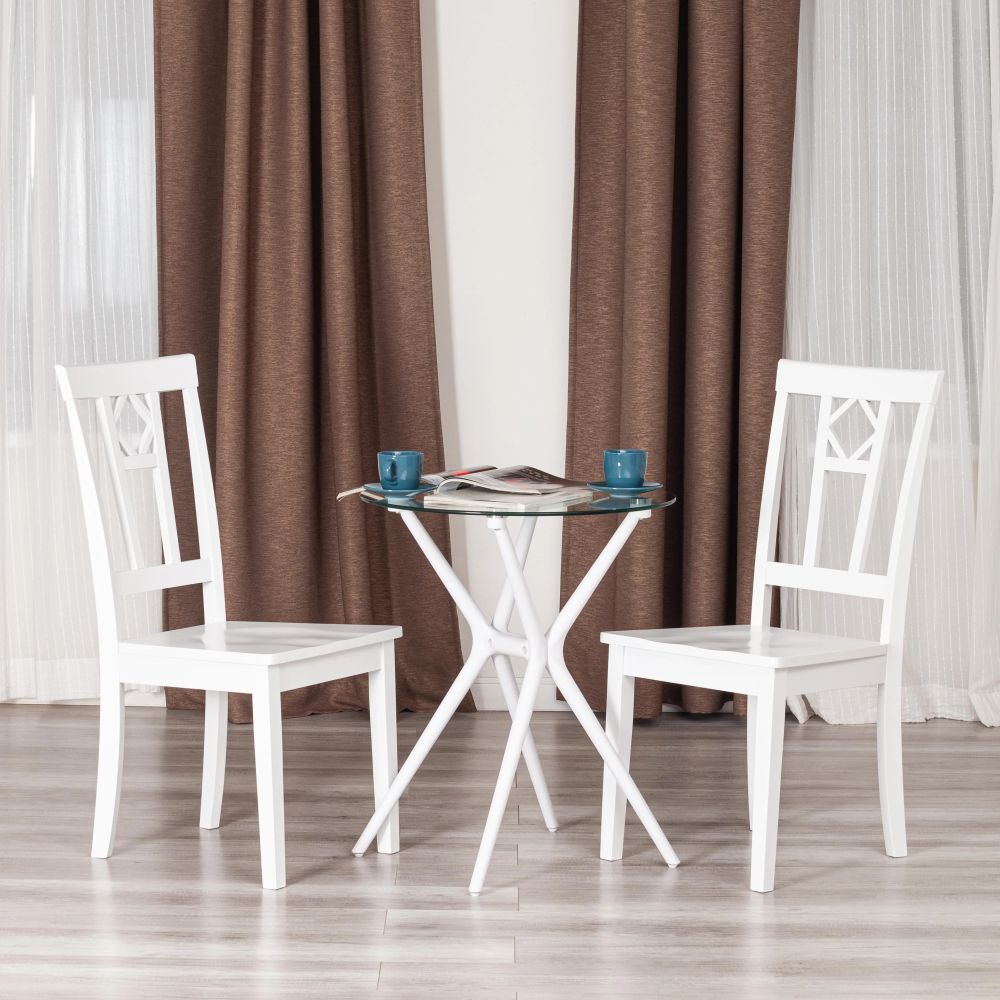 Стул жёсткое сиденье Камилла (CAMILLE) - дерево гевея, МДФ, 44х54х95, pure white (402)