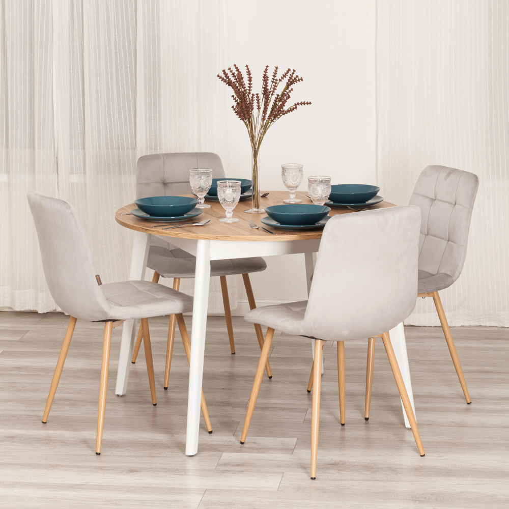 Стул CHILLY (mod. JSC-220) - Велюр/металл , 44,5х52,5х88 см, Light grey (светло-серый) HLR14 / натуральный