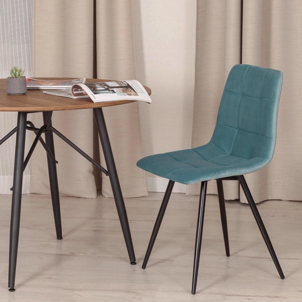 Стул CHILLY (mod. 7095-1) - ткань/металл, 45x53х88 см, высота до сиденья 50 см, мятный barkhat 88/черный