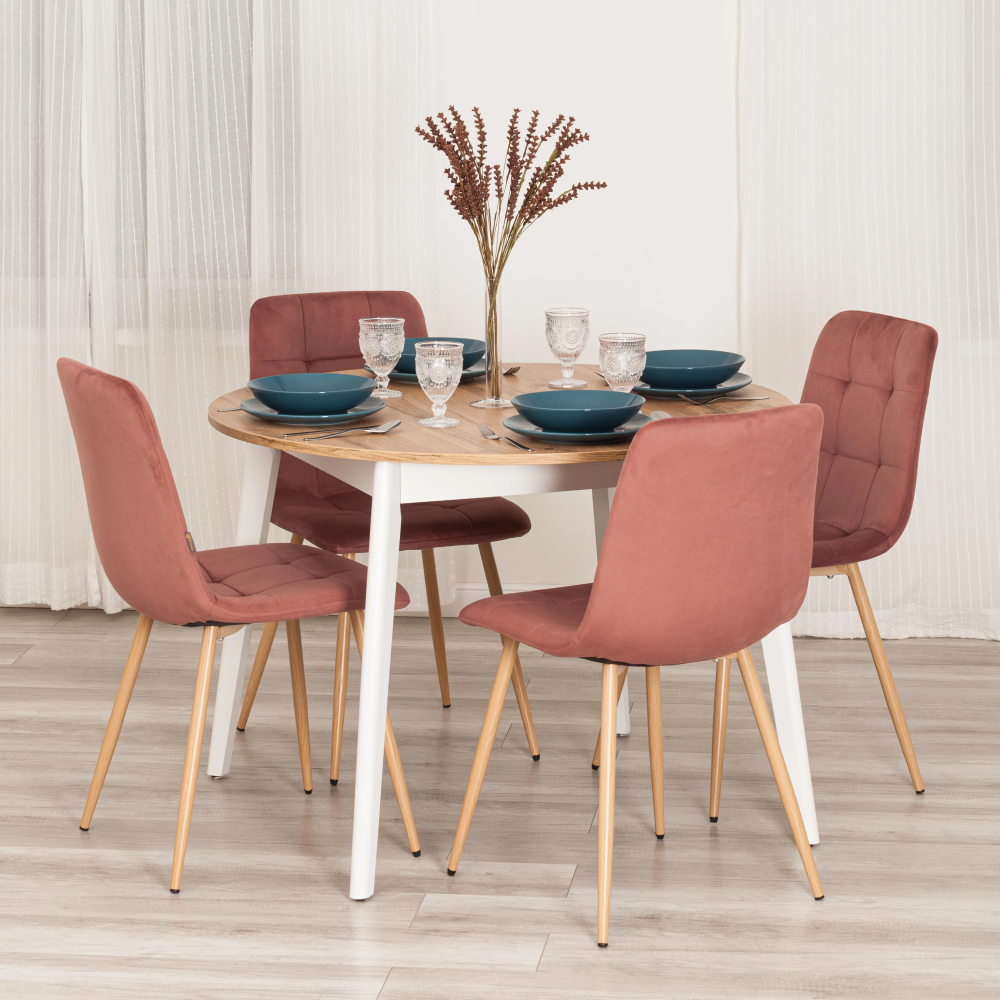 Стул CHILLY (mod. JSC-220) - Велюр/металл , 44,5х52,5х88 см, Coral (коралловый) HLR44 / натуральный