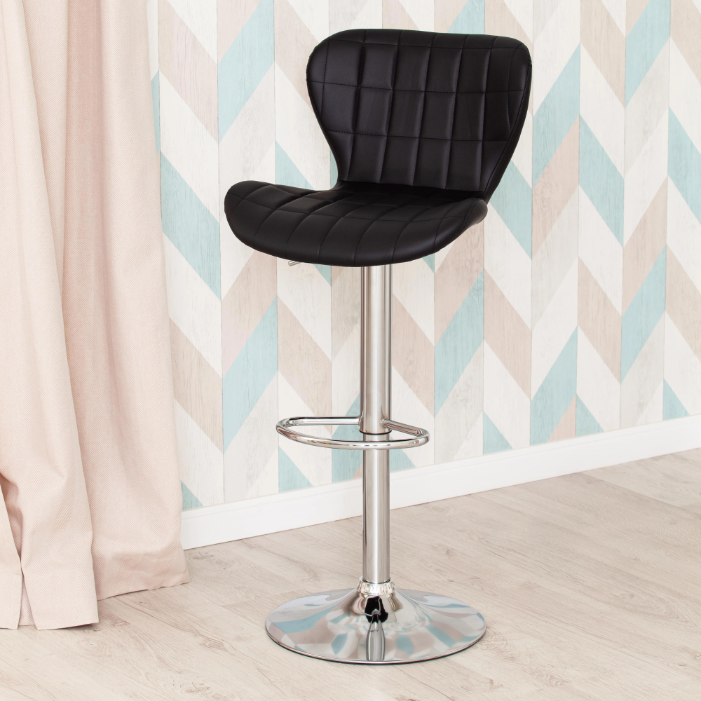Стул барный AVIONIC (mod. KY712A) - металл/экокожа, 45*53*86-107 см, черный/хром