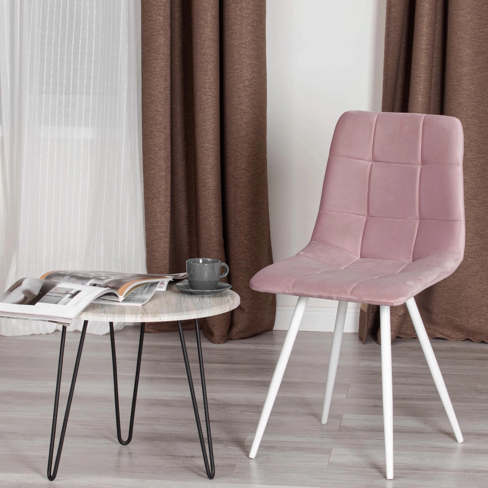 Стул CHILLY (mod. 7095-1) - ткань/металл, 45x53х88 см, высота до сиденья 50 см, лавандовый barkhat 17/белый