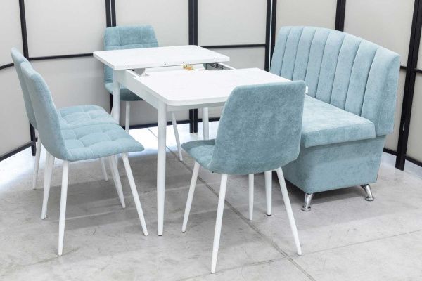 Диван, стол, 4 стула (серия Альт ментол) Диван, стол, 4 стула (серия Альт ментол) - Кухонные наборыССС