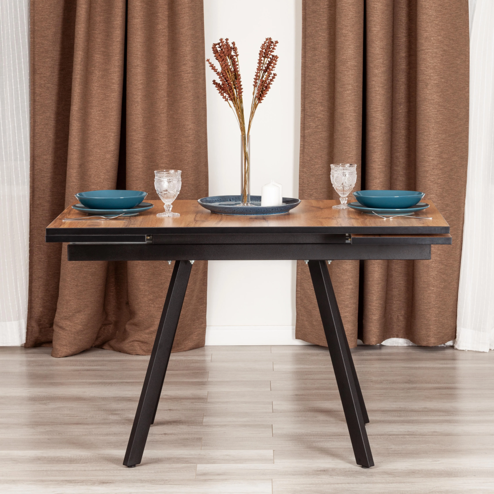 Стол VIGO - ЛДСП/HPL/металл,  120 x 80 x 30 х 30 х 75 см, Дуб Вотан/чёрный