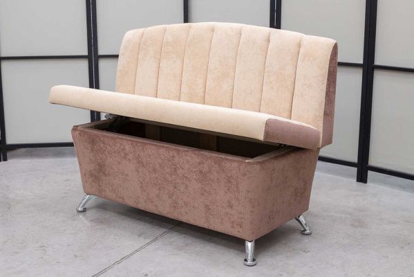 Кухонный прямой диван Альт с ящиком (антивандальный бежевый) - Кухонные диваны