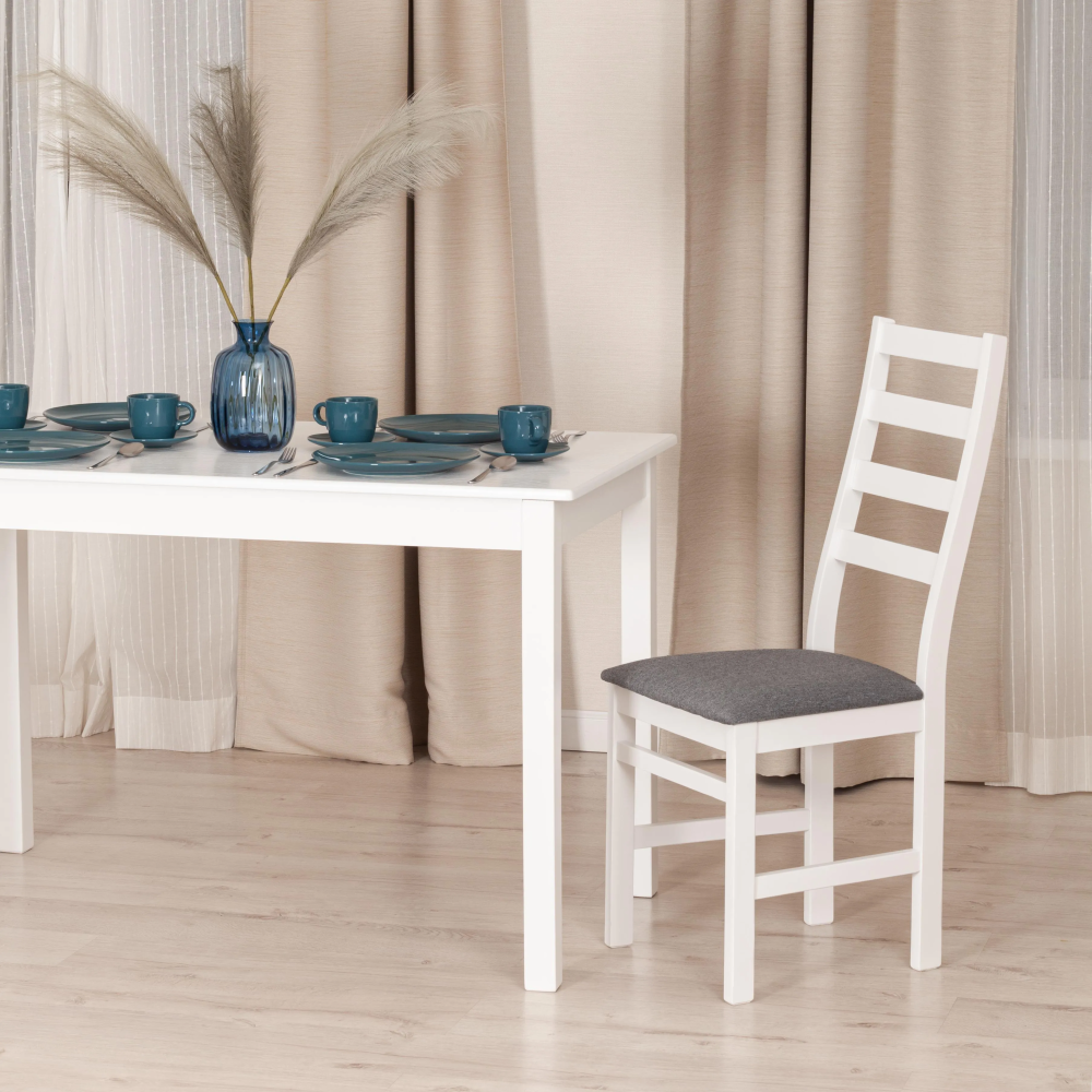 Стул ROSARIO - Многослойная фанера, 39 х 39 х 99 см, white, ткань тёмно-серая (150)